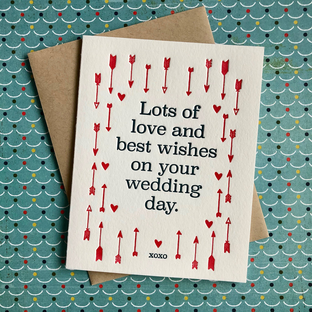 Lucky Bee Press - Arrow Love & Wish - letterpress card