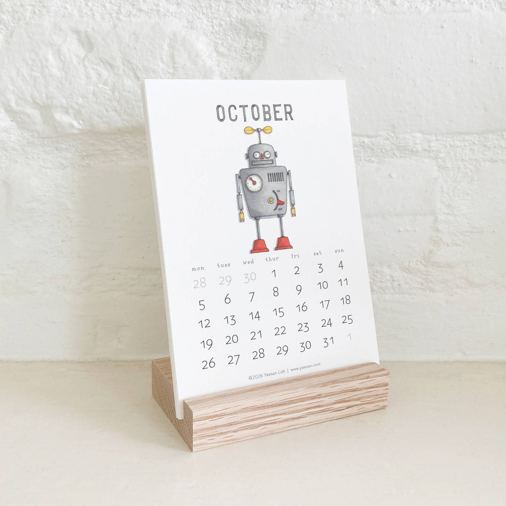 Yeesan Loh - 2026 Calendars: Robots: MON-SUN / Standard/Classic