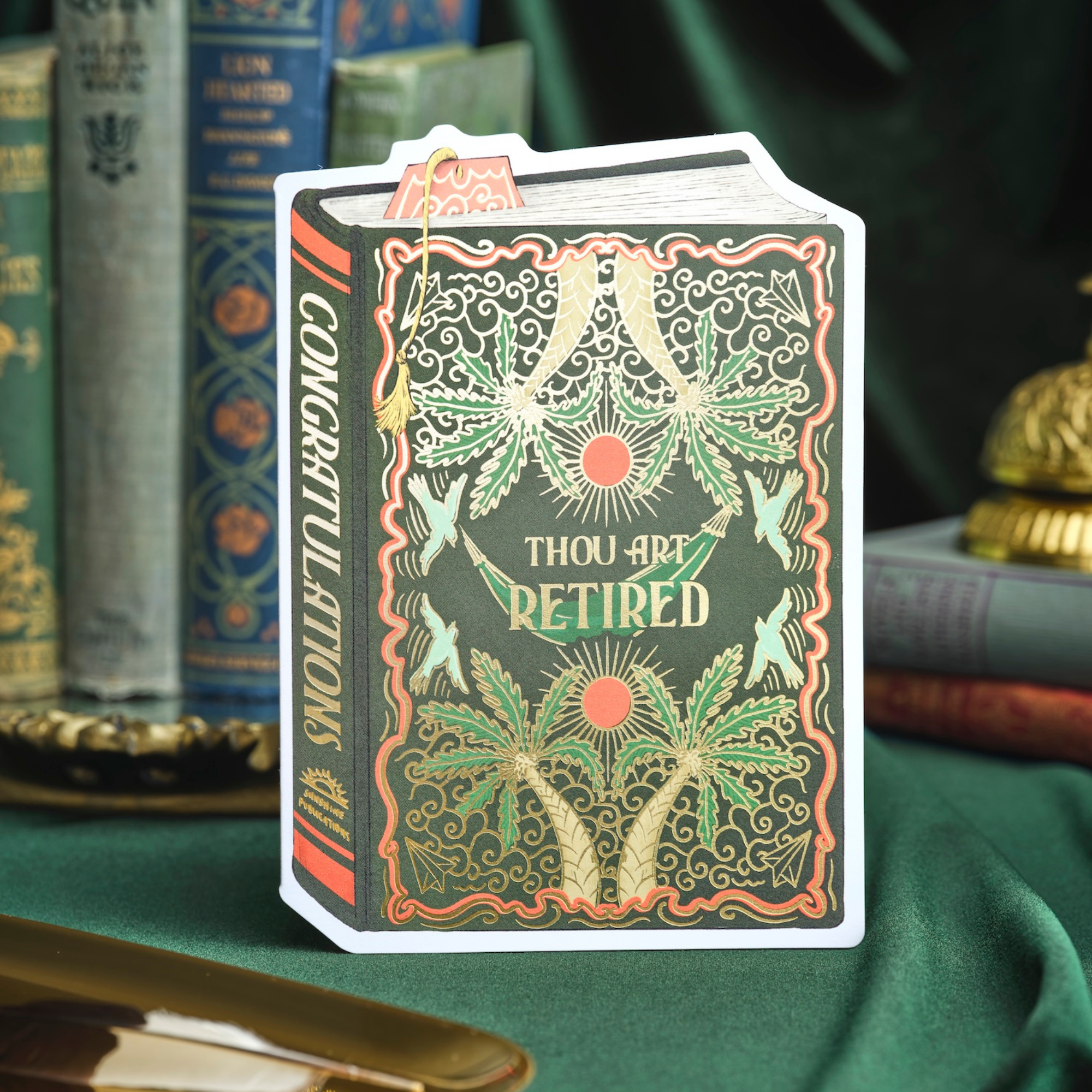 Good Juju Ink - Thou Art Retired Book Cover Diecut Card