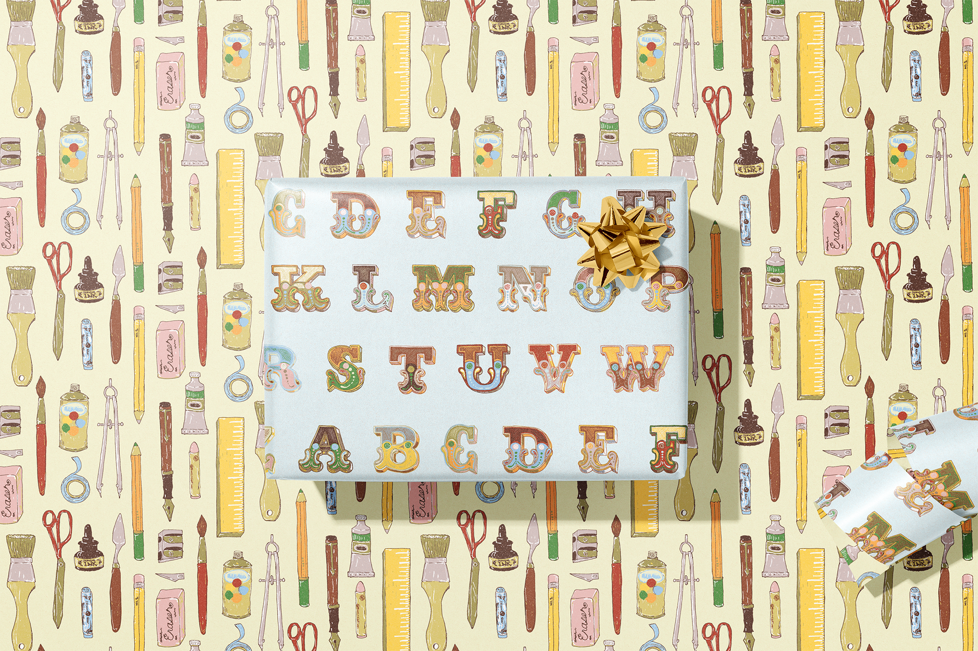 re:mused studio - Back to (Art) School Gift Wrap Sheet - Double Sided
