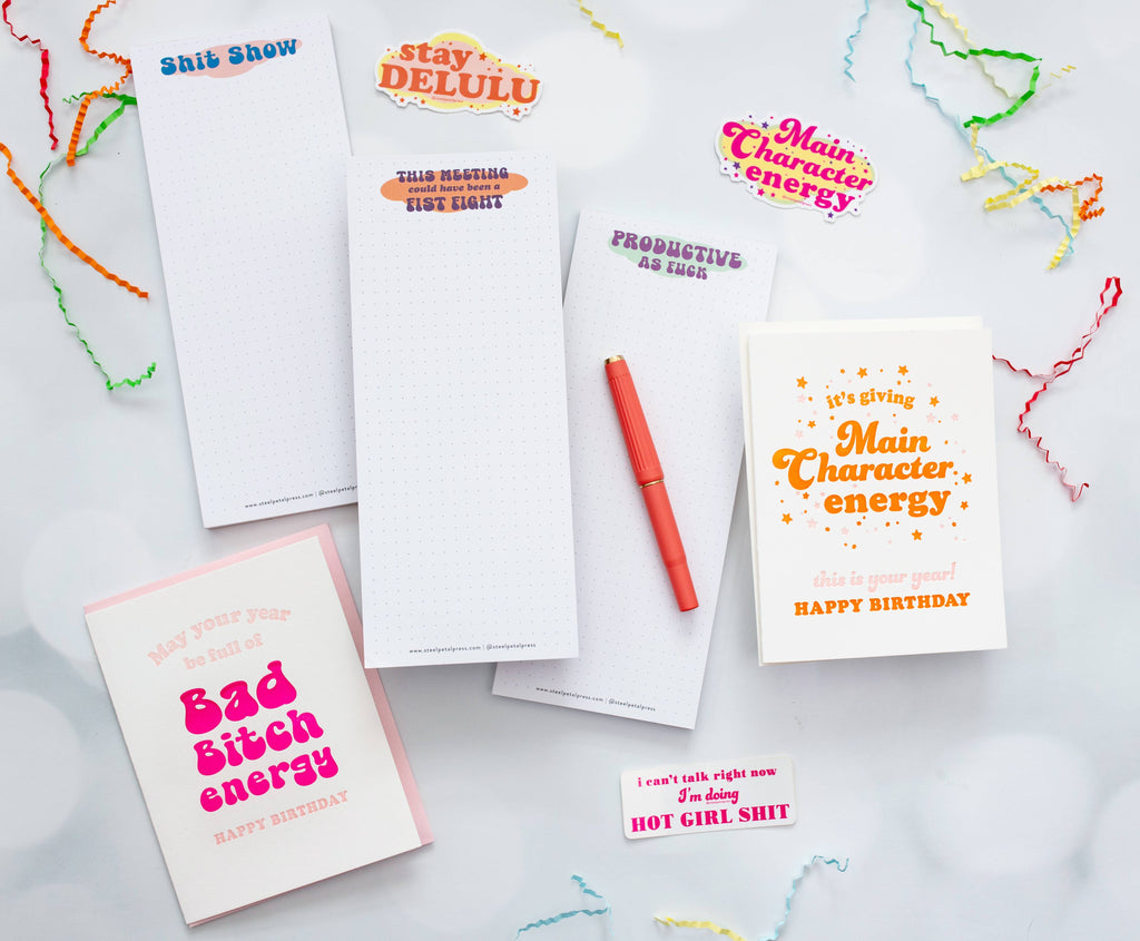 Steel Petal Press - Bitch Energy Birthday - Letterpress Birthday Greeting Card