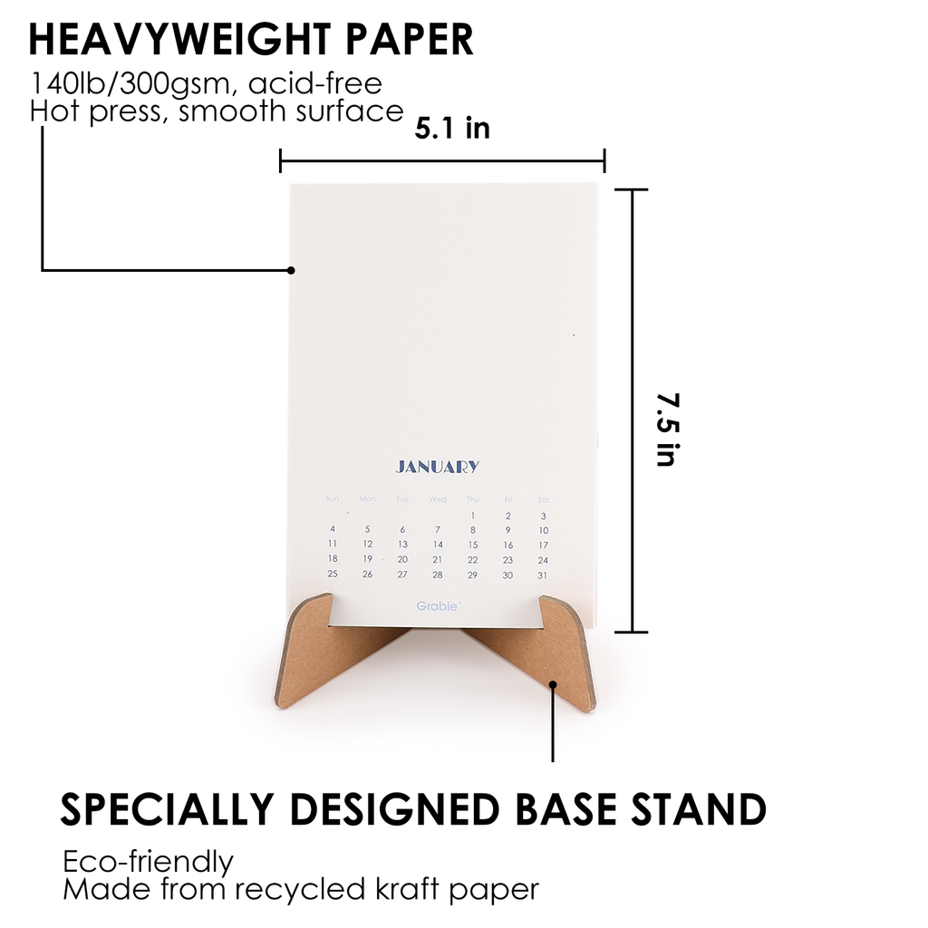 Grabie - 12-Month Watercolor Calendar Set For 2026