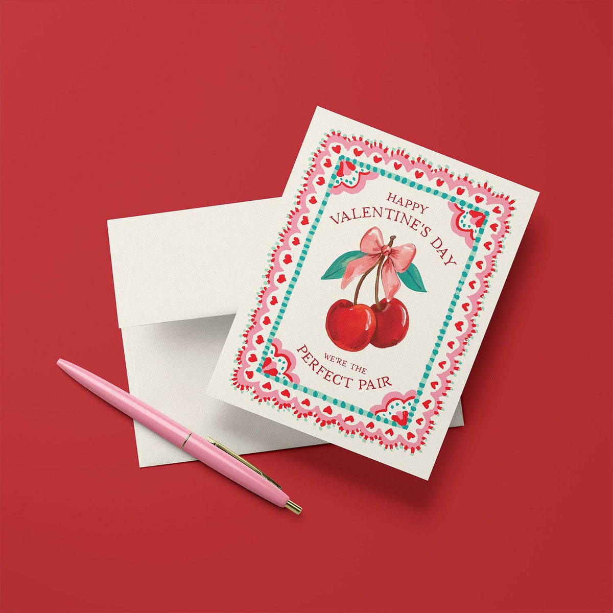 Antiquaria - Cherries Valentine A2 Greeting Card