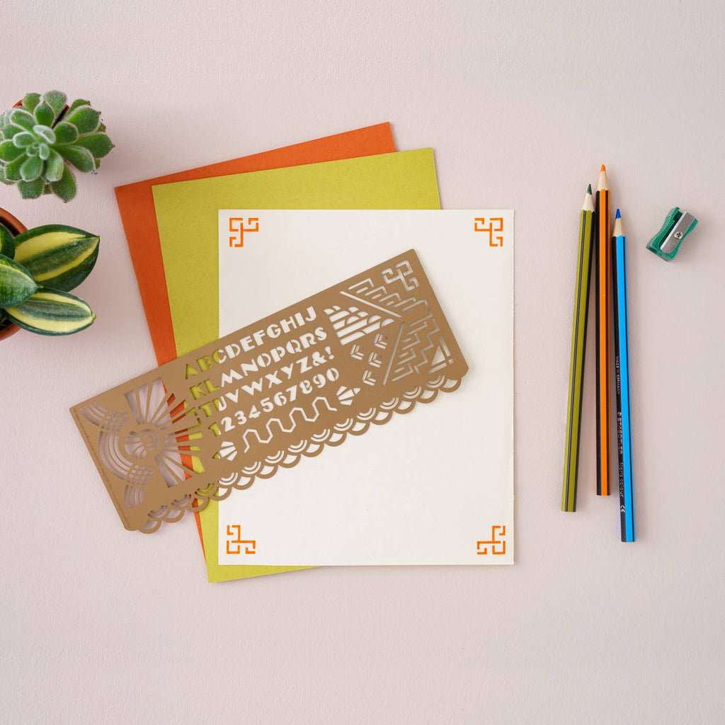 Another Studio - Art Deco Design, Art & Craft drawing Stencil in Brass Metal