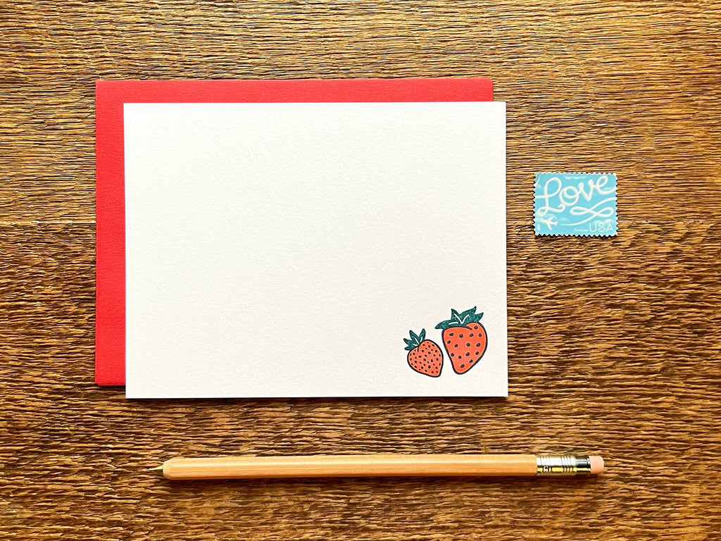 Noteworthy Paper & Press - Strawberries Flat Stationery