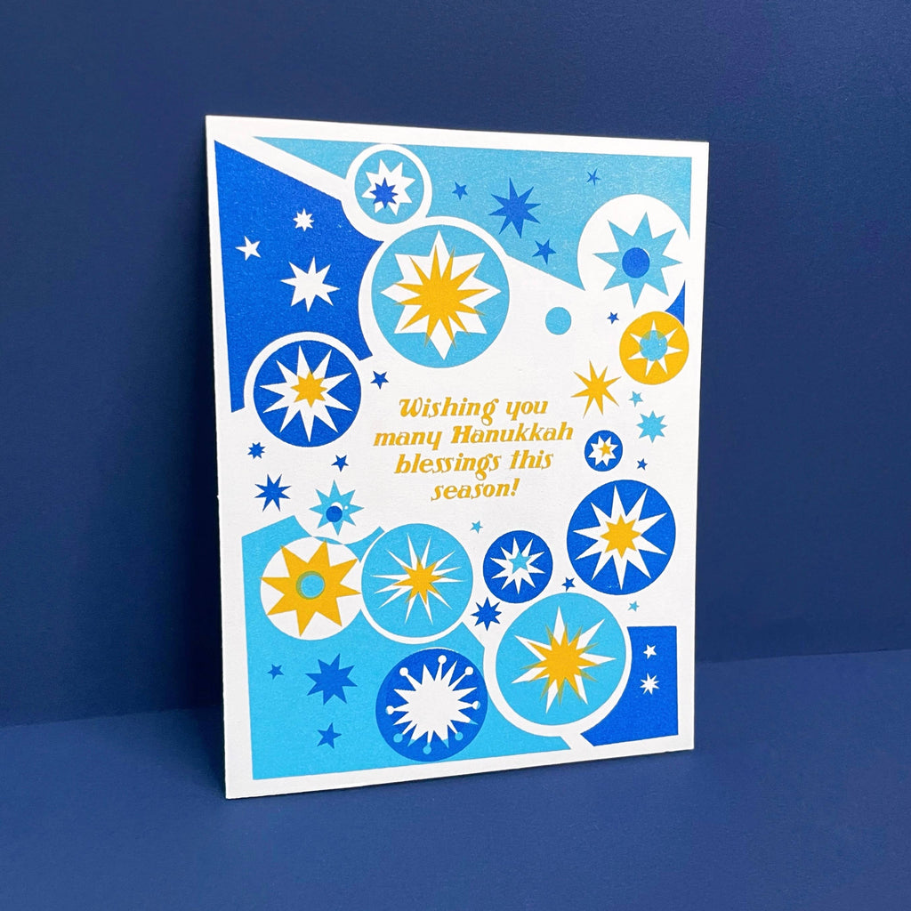 Pier Six Press - Hanukkah Blessings - Jewish  Risograph Holiday Card 