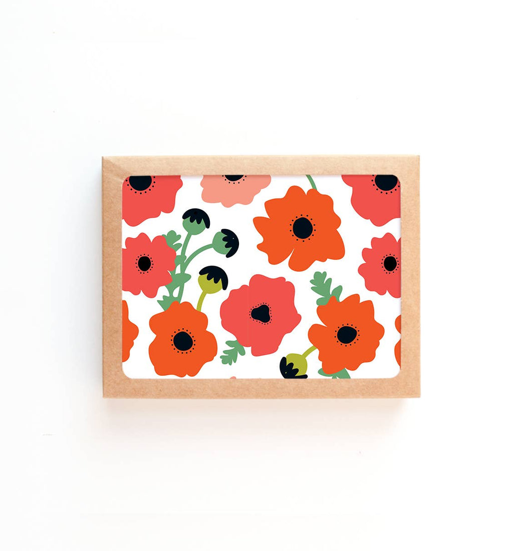 Graphic Anthology Greeting Cards - Poppy Field floral patterned blank note card set