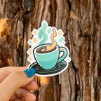 Stick With Finn - Espresso Sticker: 2.4 x 3 in