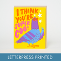 Egg Press Manufacturing - Super Coo Pigeon Love Letterpress Greeting Card