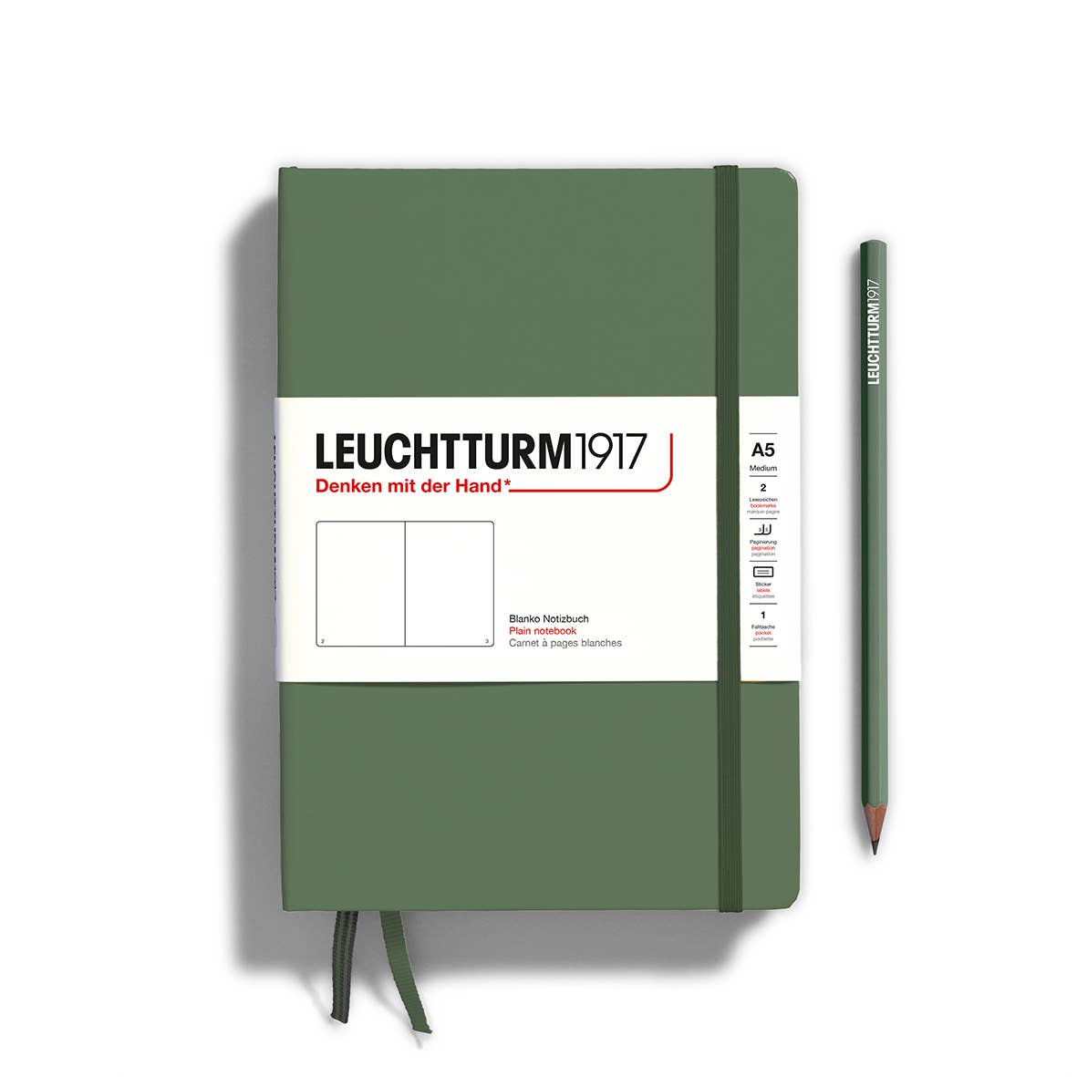 LEUCHTTURM1917 - Notebooks - Medium (A5): Olive / Hardcover / Plain