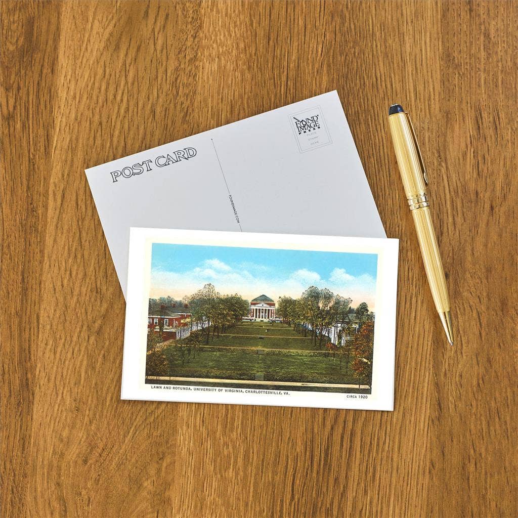 Found Image Press - Postcard - Birds Eye Lawn, University of Virginia