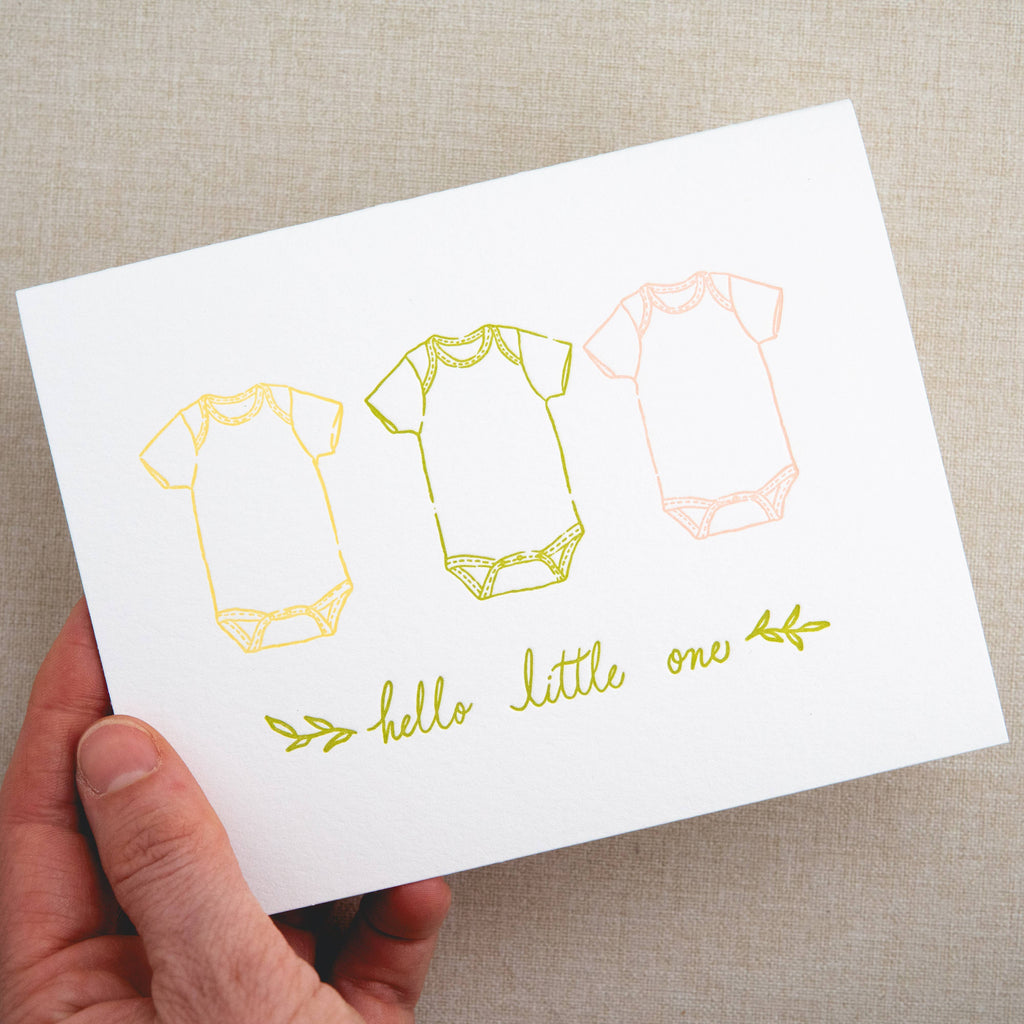 Kindred Letterpress - Onesie Baby Card | Letterpress Baby Card