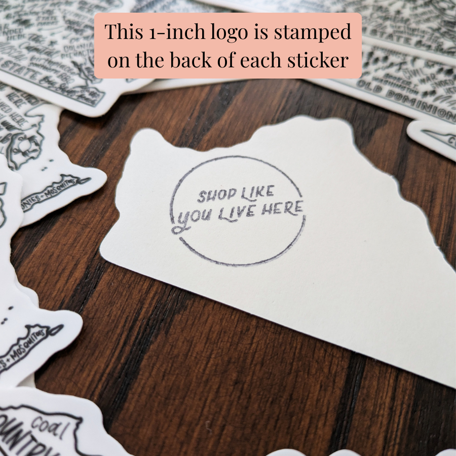 Shop Like You Live Here - Virginia Sticker 6 inch | Virginia State Map Vinyl Sticker