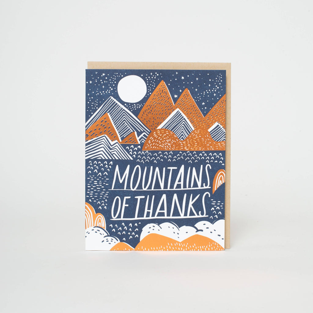 Egg Press Manufacturing - Mountains Of Thanks Letterpress Greeting Card