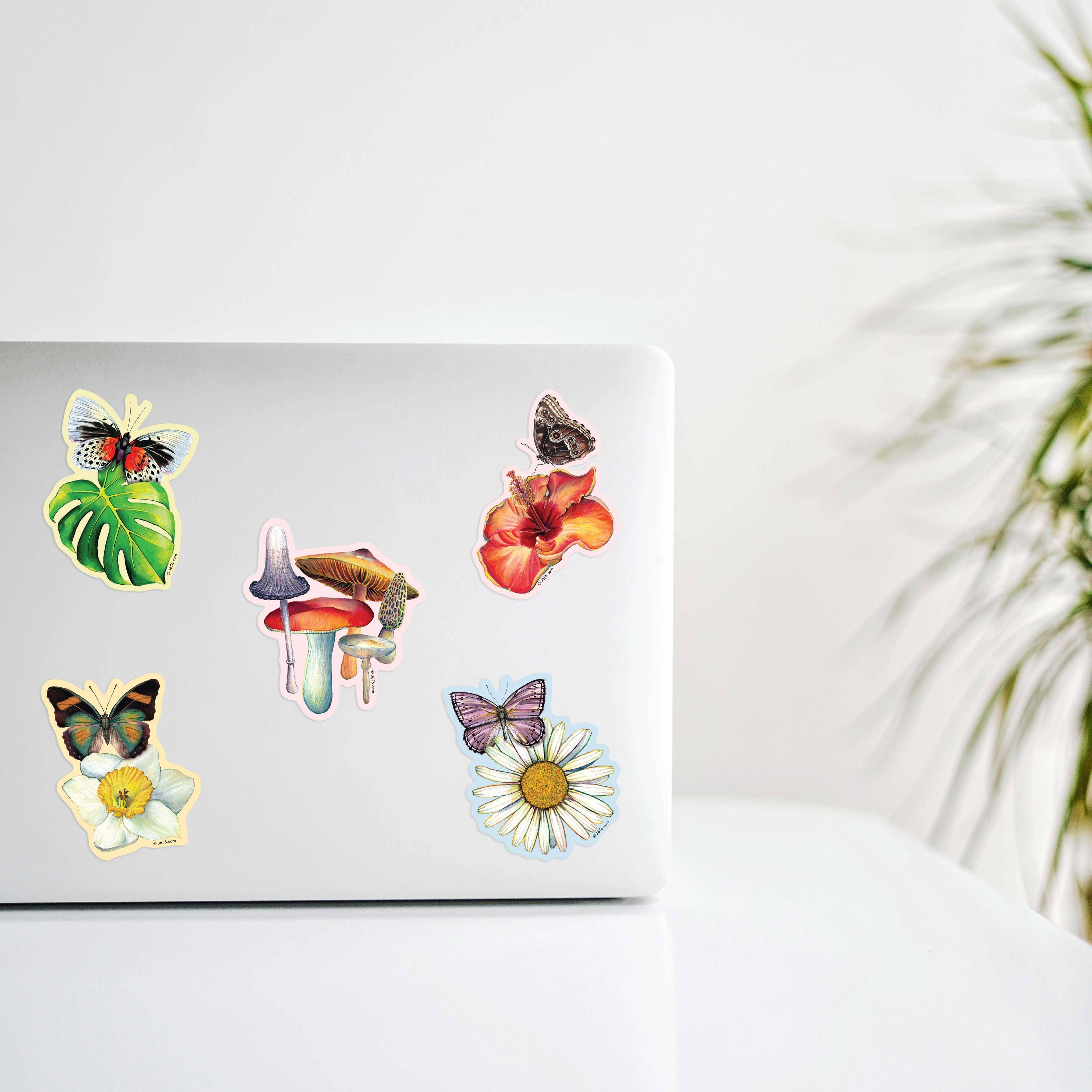 J6R6 - Hibiscus & Butterfly Vinyl Sticker