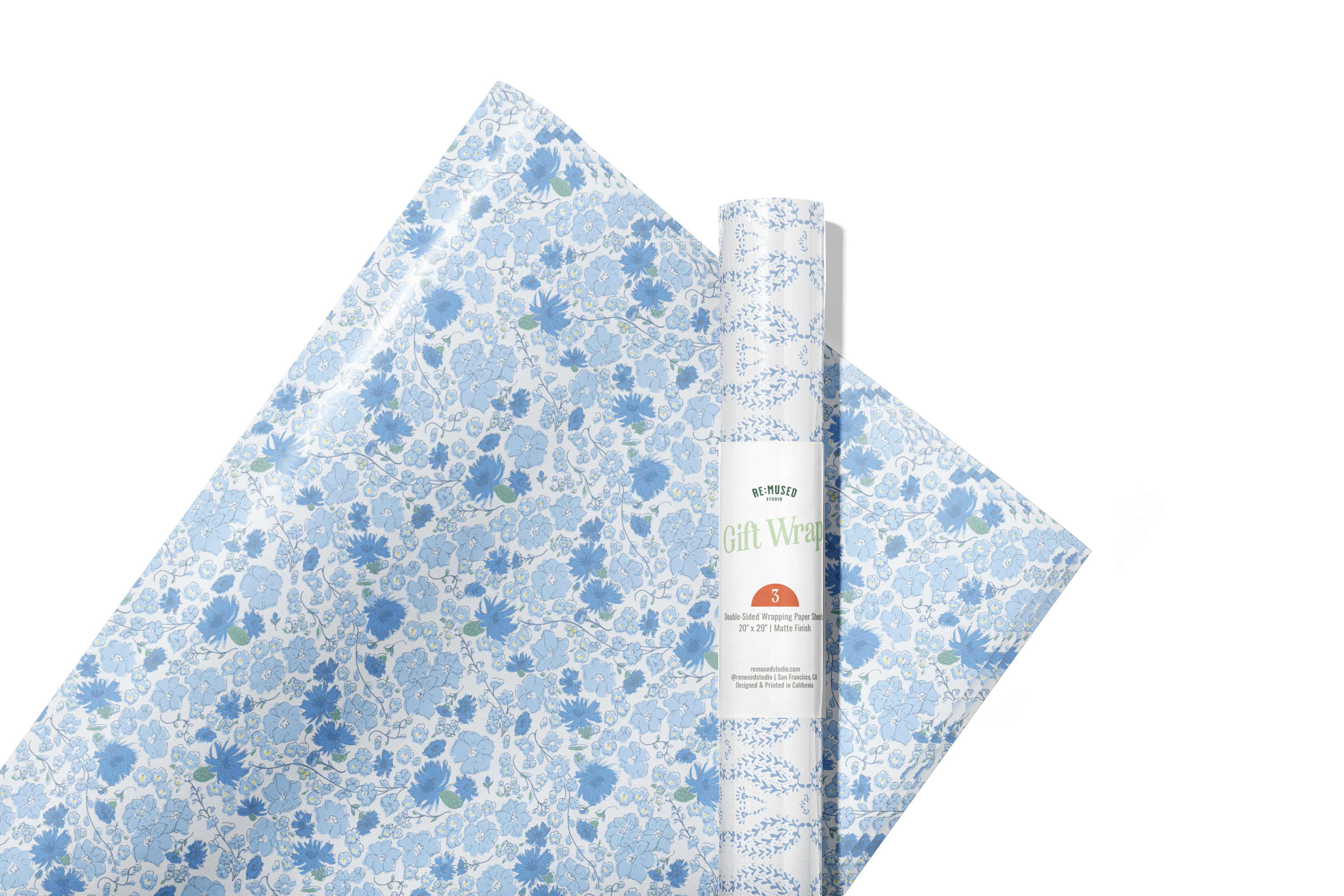 re:mused studio - Cornflower Meadows Gift Wrap Sheet – Double Sided
