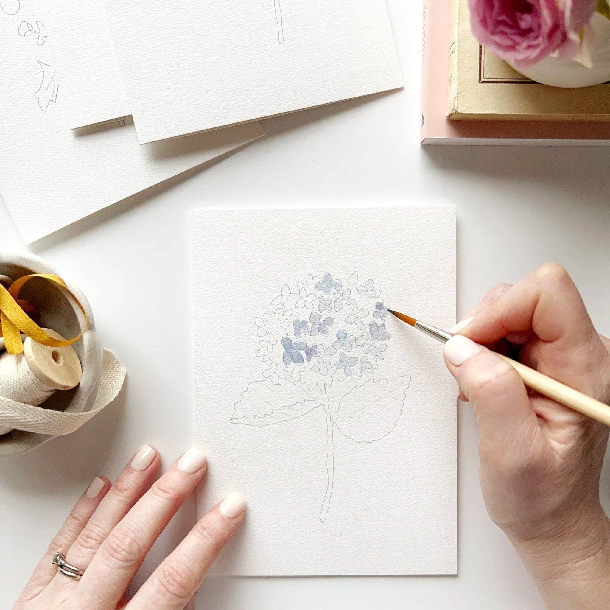 emily lex studio - Garden flowers paintable watercolor notecard set