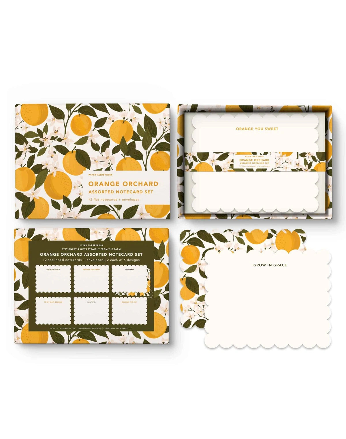 Paper Farm Press Orange Orchard Assorted Notecard Set