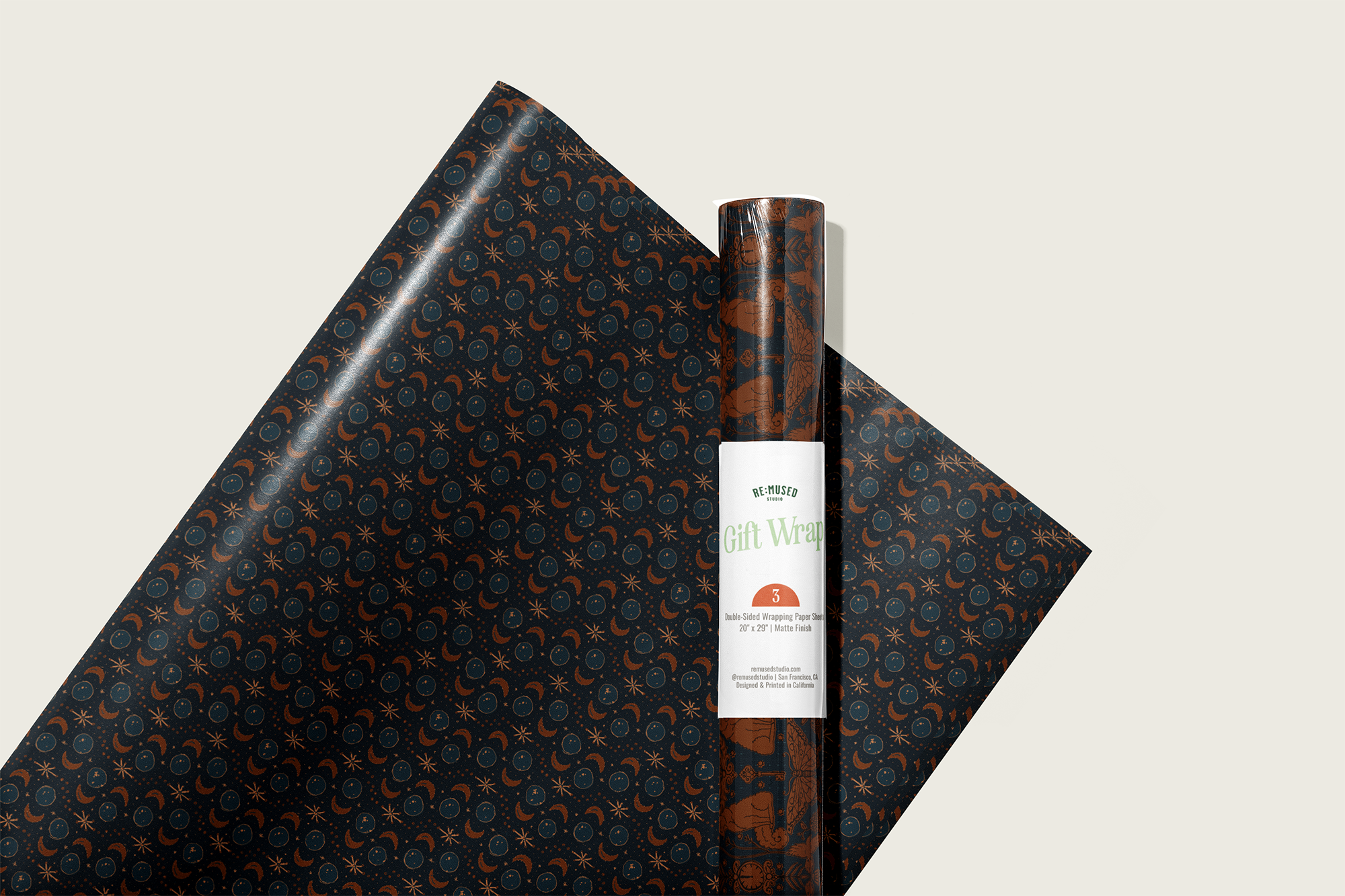 re:mused studio - Moonlight Garden Gift Wrap Sheet-Double Sided: Single Sheets