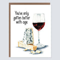 Morgan Swank Studio - Wine and Cheese Age Positive Birthday Card