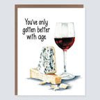 Morgan Swank Studio - Wine and Cheese Age Positive Birthday Card