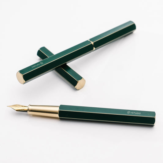 ystudio Classic Revolve Fountain Pen - Green, Medium