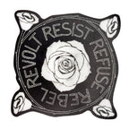 beve! - White Rose Resist Revolt Refuse Rebel Sticker, 2.5"
