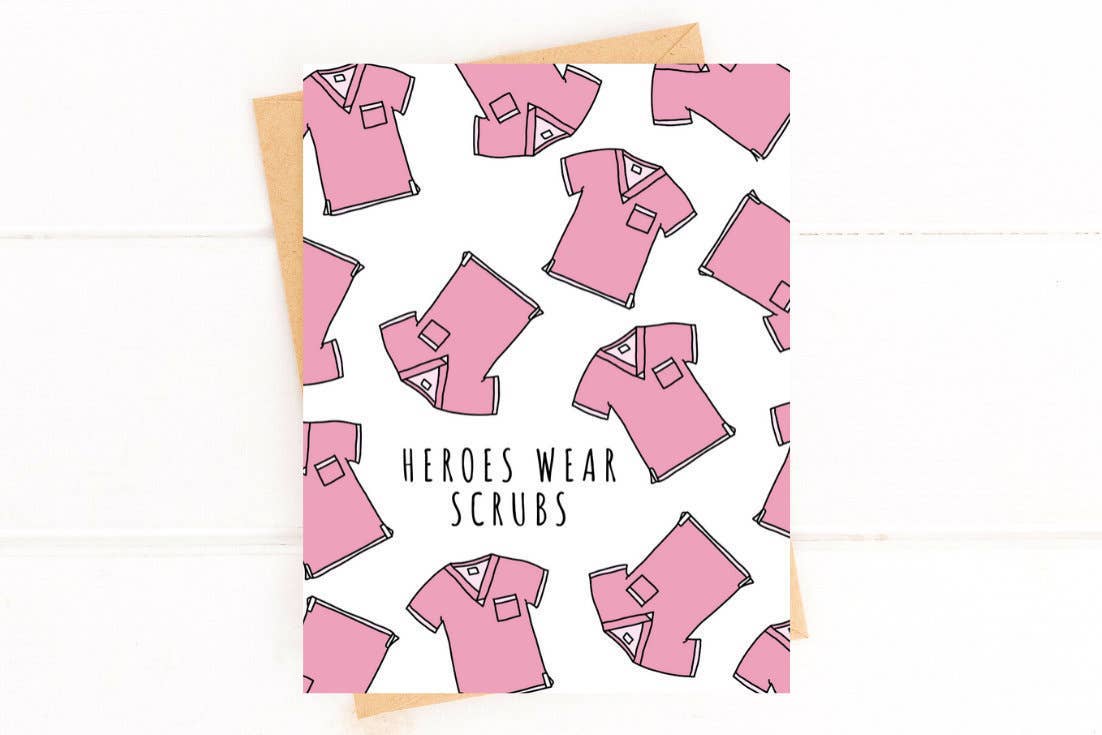 Five Dot Post - Heroes Wear Scrubs Pink Doctor Appreciation Nurse Card
