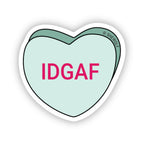 SHEWOLF Designs - Sticker: IDGAF Candy Heart | Snarky Galentine's Day Decal