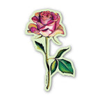 J6R6 - Pink Long Stem Rose Vinyl Sticker