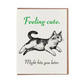 Lady Pilot Letterpress - Feeling Cute Kitten Greeting Card