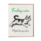 Lady Pilot Letterpress - Feeling Cute Kitten Greeting Card