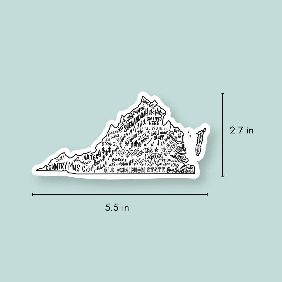 Shop Like You Live Here - Virginia Sticker 6 inch | Virginia State Map Vinyl Sticker