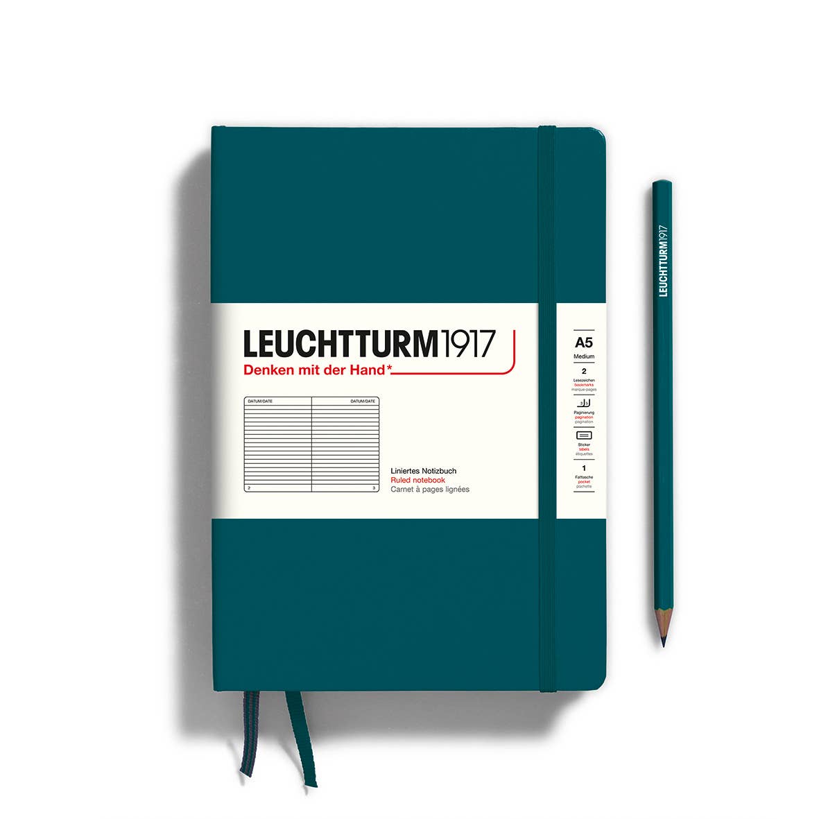 Leuchtturm1917 - Notebooks - Medium (A5): Pacific Green / Hardcover / Ruled