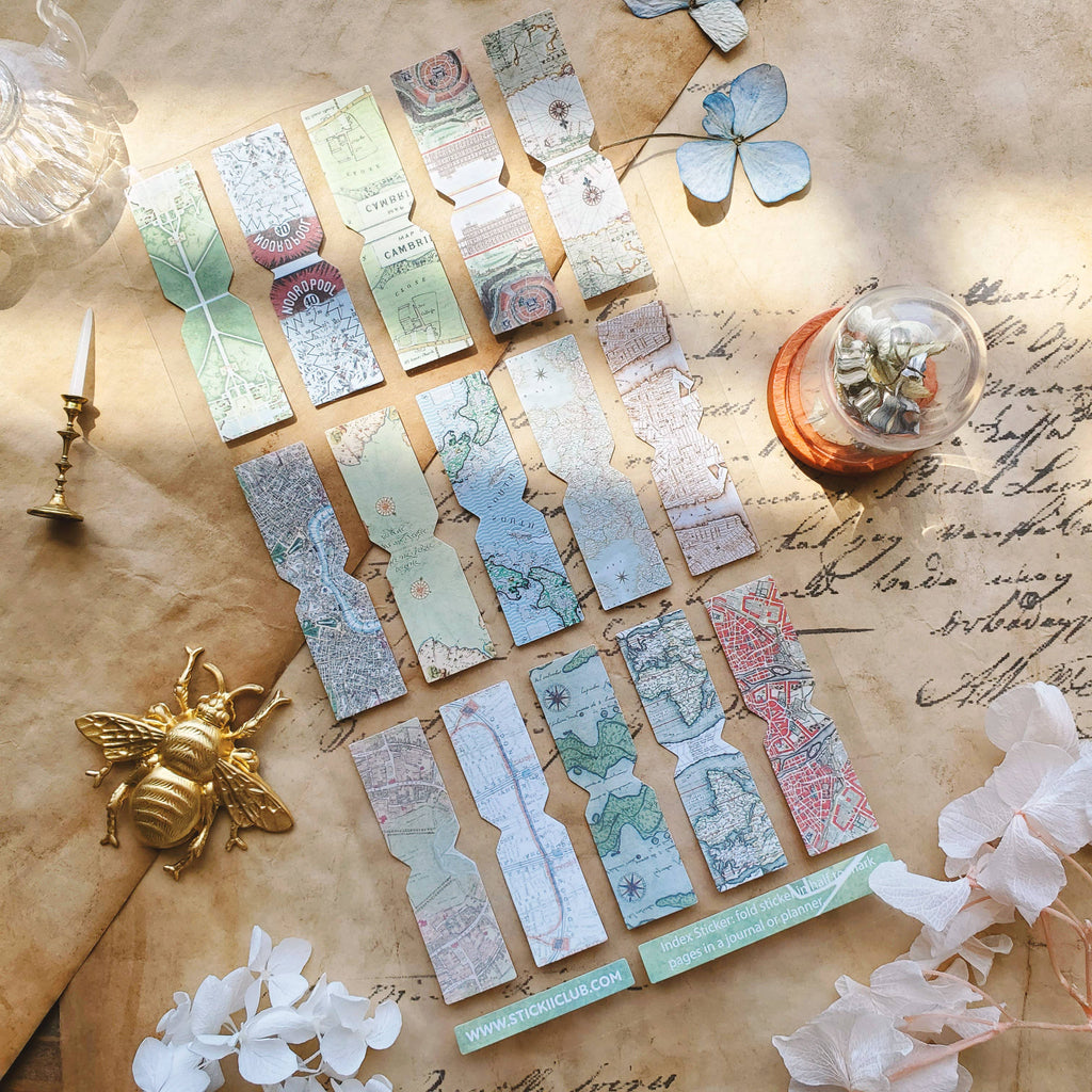 STICKII - Vintage Map Tabs Sticker Sheet