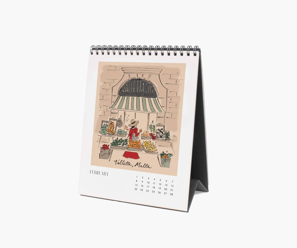 Rifle Paper Co. - 2026 Travel Sketchbook Desk Calendar