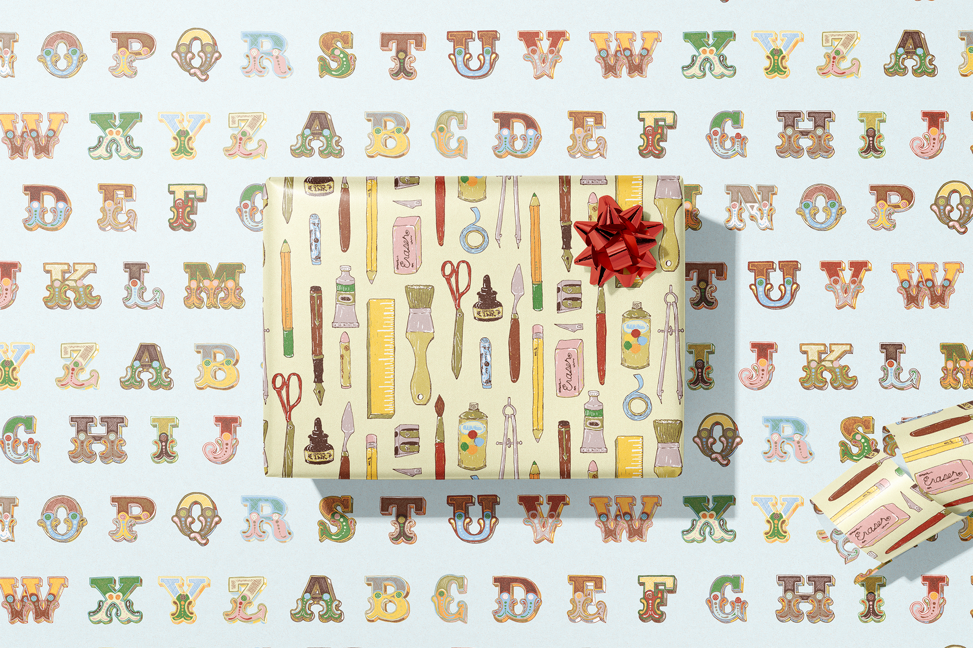 re:mused studio - Back to (Art) School Gift Wrap Sheet - Double Sided