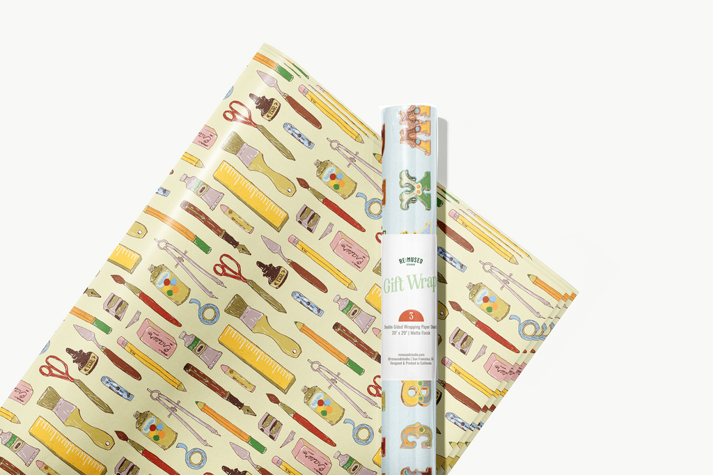 re:mused studio - Back to (Art) School Gift Wrap Sheet - Double Sided