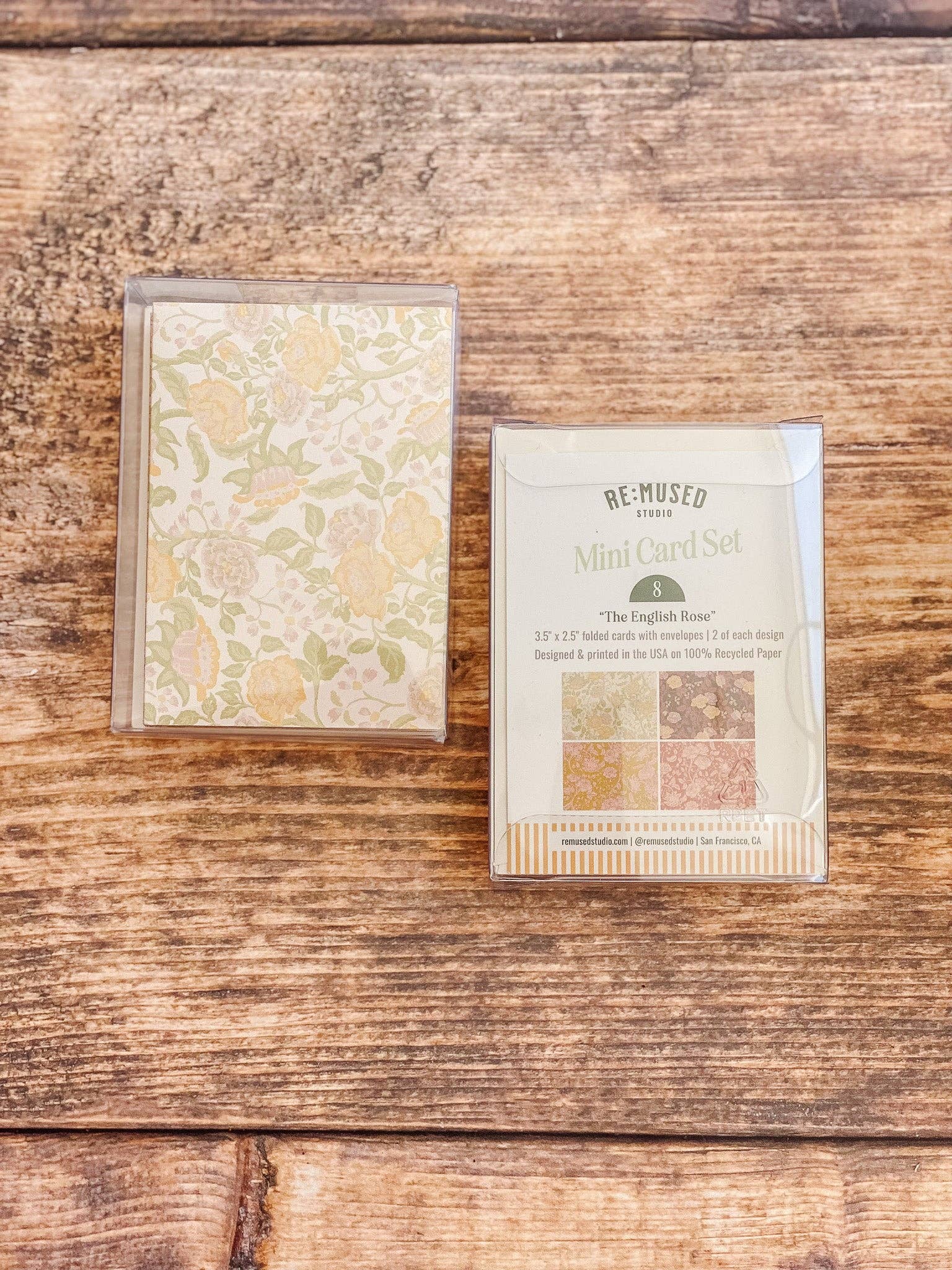 re:mused studio - The English Rose Folded Mini Card Set of 8
