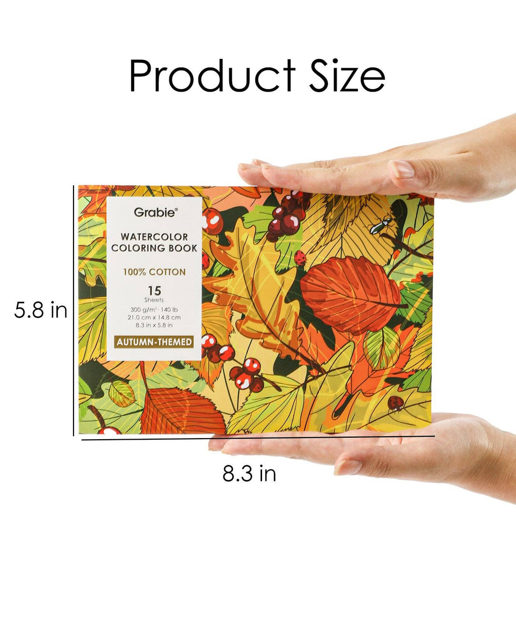 Grabie - 15 Sheets 140LB Autumn-Themed Watercolor Coloring Book