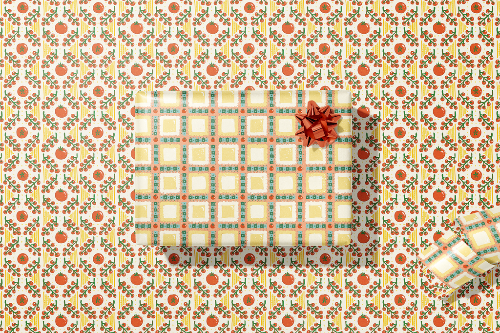 re:mused studio - Tomato Ravioli Gift Wrap Sheet - Double Sided