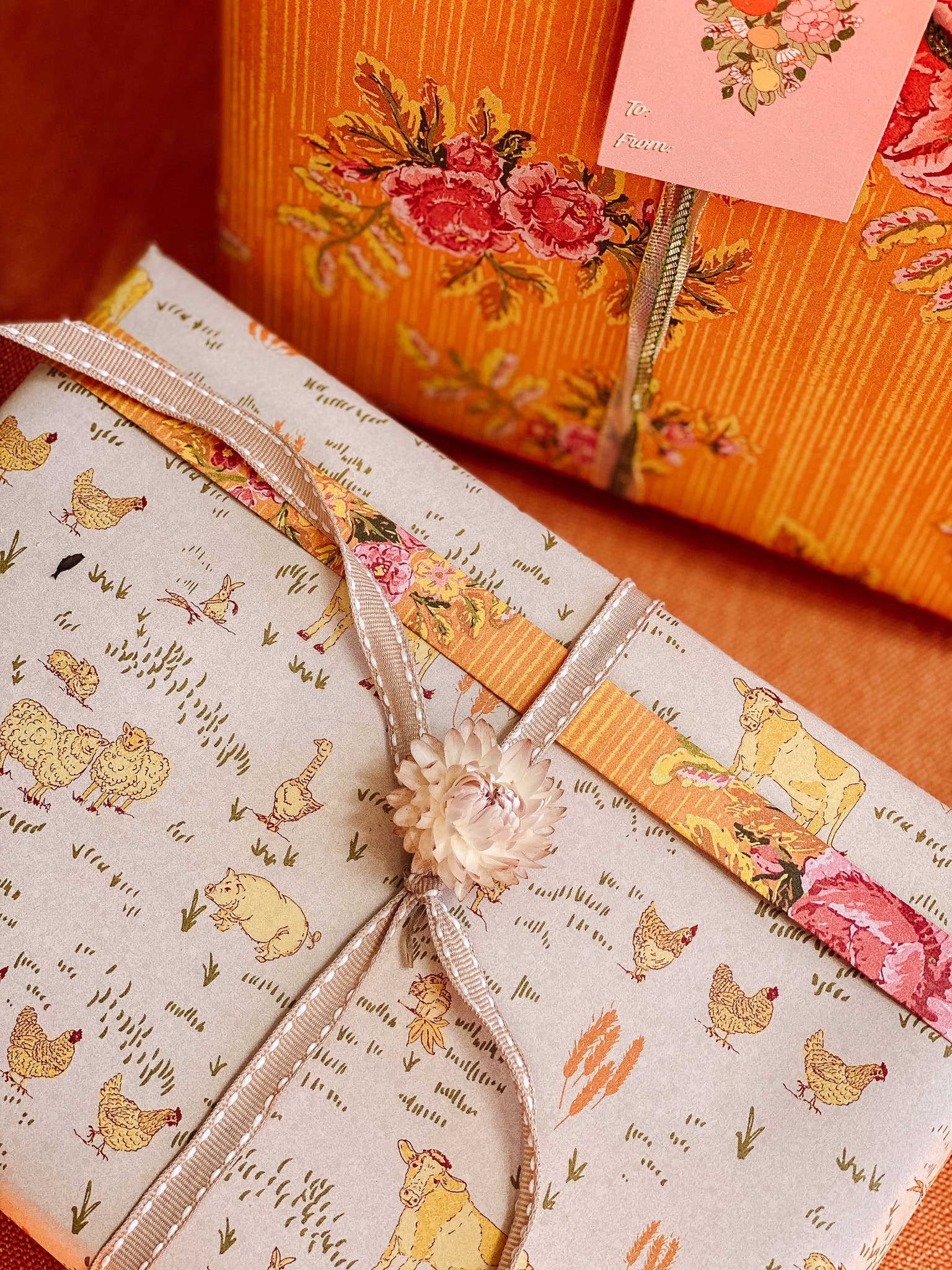 re:mused studio - Barnyard Blooms Gift Wrap Sheet - Double Sided