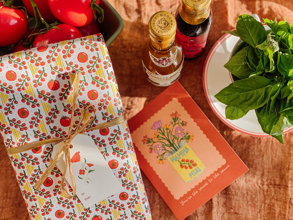 re:mused studio - Tomato Ravioli Gift Wrap Sheet - Double Sided