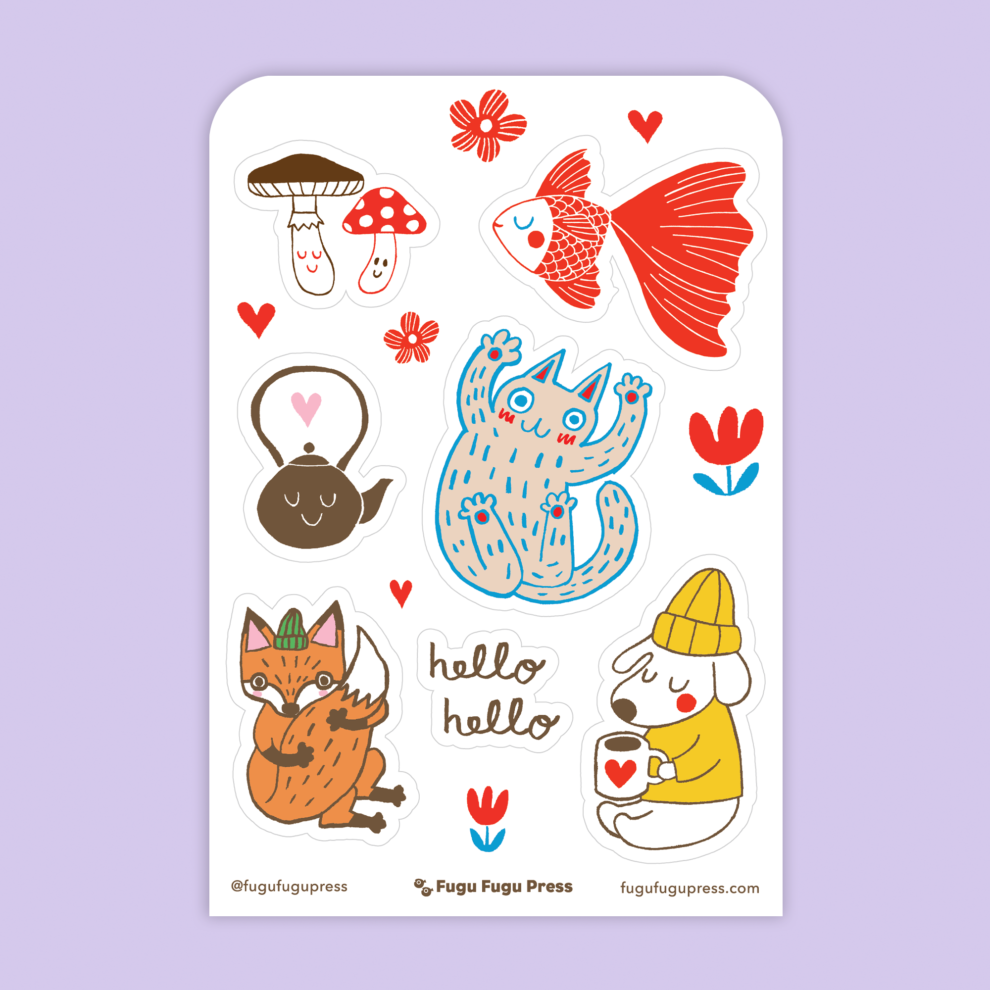 Egg Press Manufacturing - Card & Sticker Sheet Set - Cat & Dog Bday