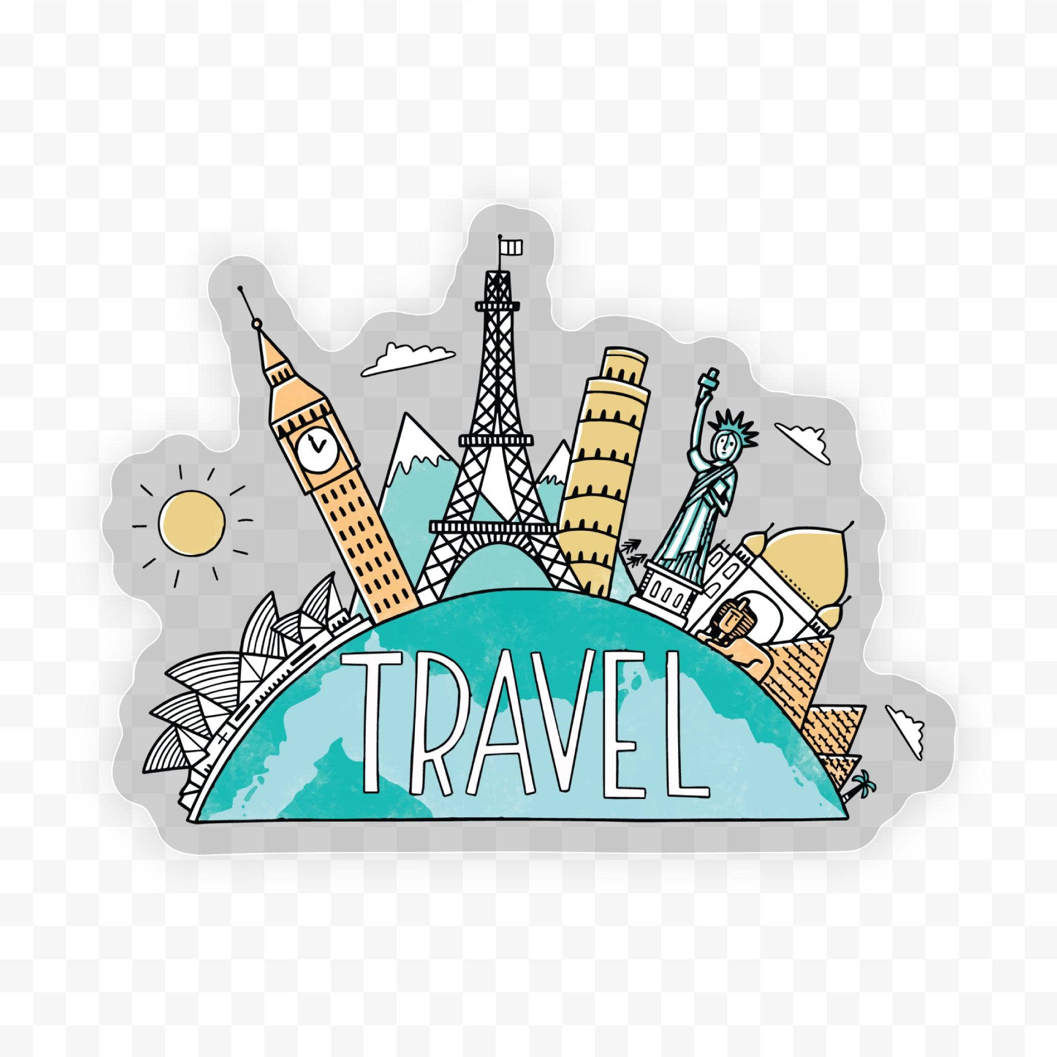 Big Moods - Travel The World Clear Sticker