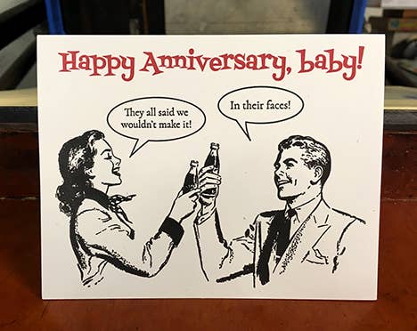 Lady Pilot Letterpress - Faces Anniversary Greeting Card
