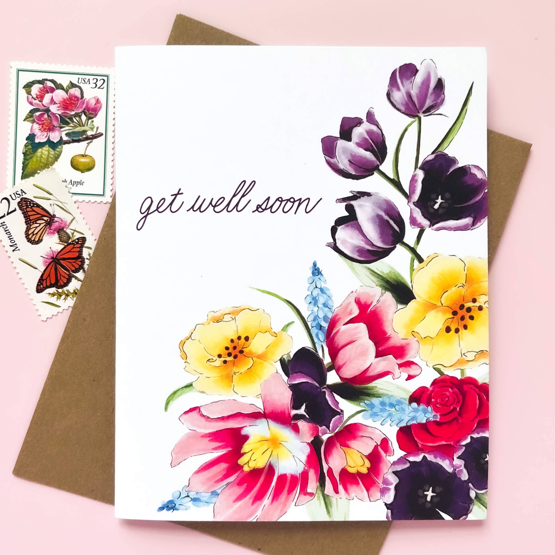 Morgan Swank Studio - Floral Get Well Soon Card
