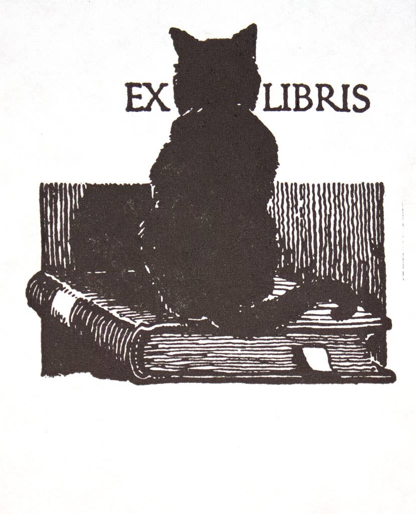 Saturn Press - Cat on Book Bookplates