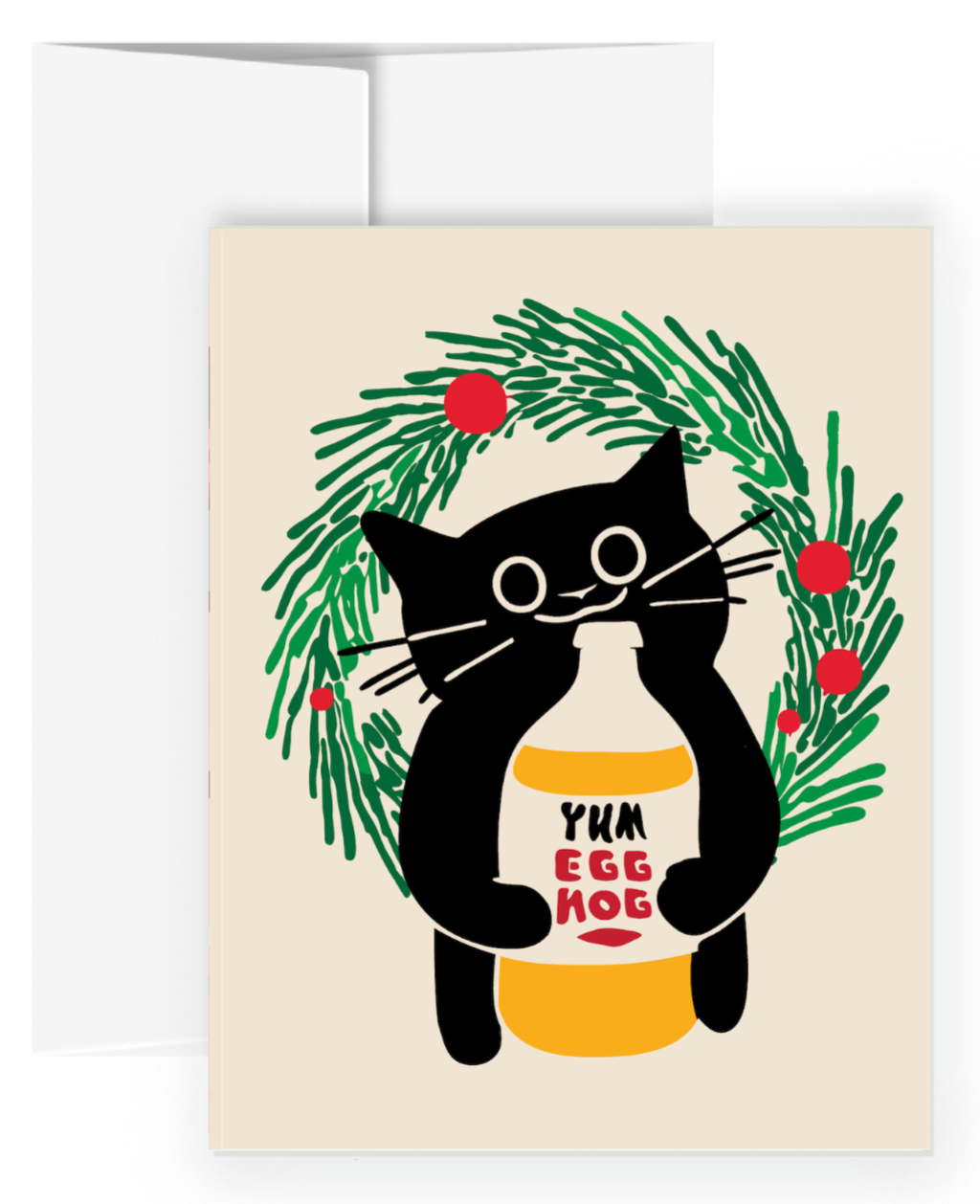 All Very Goods - Holiday Card - Egg Nog Cat