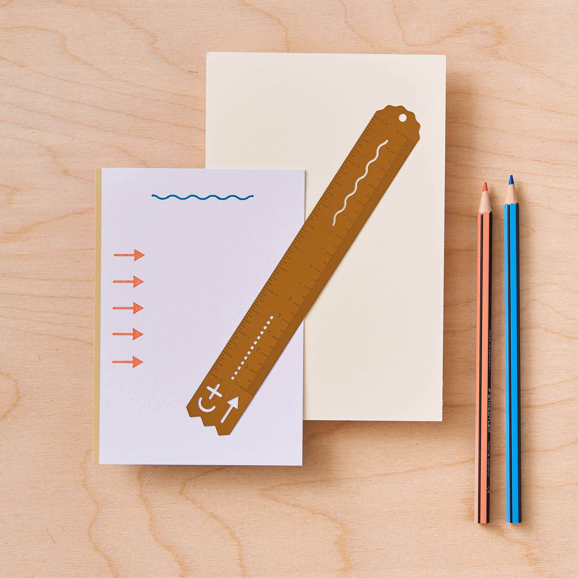 Another Studio - Brass Stencil Ruler, Metal Stationery